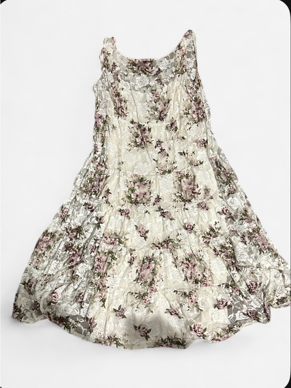 SLNY Cream Dress with Pink Floral Print